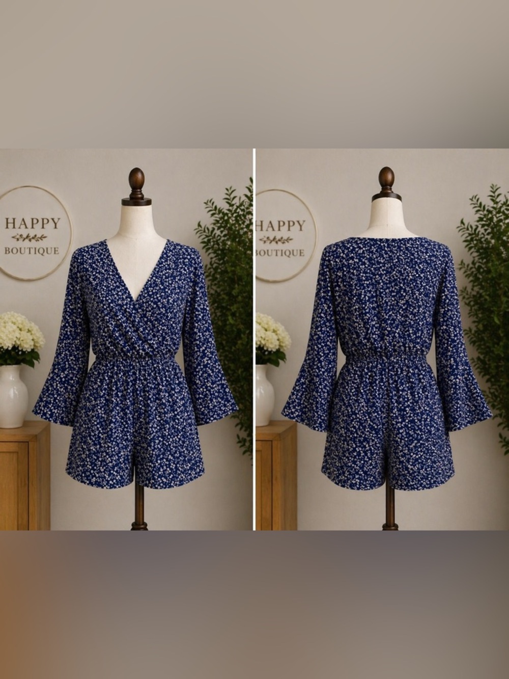 Blue Floral Wrap Romper by Arizona Jean Co.